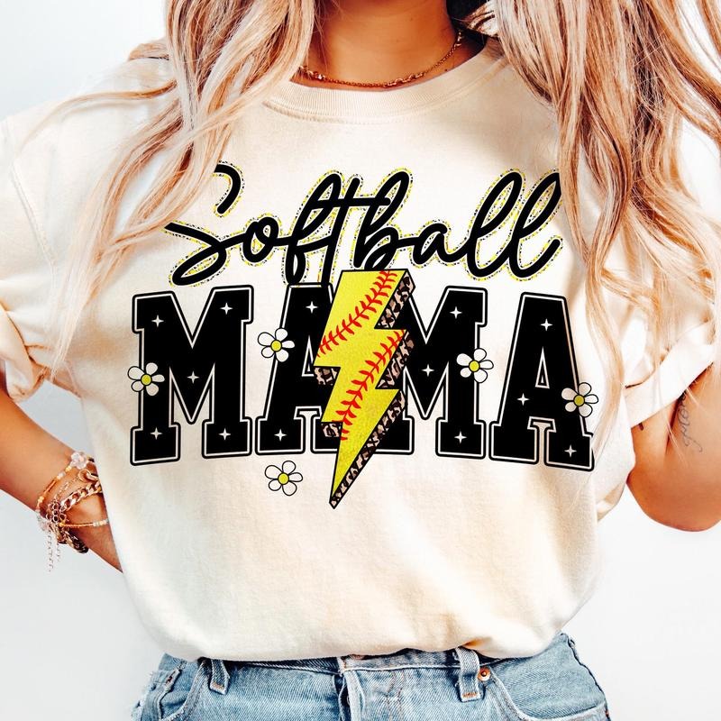 Softball Mama T-Shirt, Softball T-Shirt, Softball Lightning T-Shirt, Mother's Day Hoodie, Sweatshirt | RetroVerseTees.com