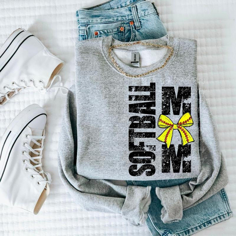Softball Mom Bow DTF Transfers - THIS IS NOT A SHIRT Hoodie, Sweatshirt | RetroVerseTees.com