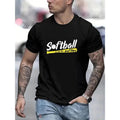 Softball Print T Shirt, Tees For Men, Casual Short Sleeve T-shirt For Summer Made in USA Hoodie, Sweatshirt