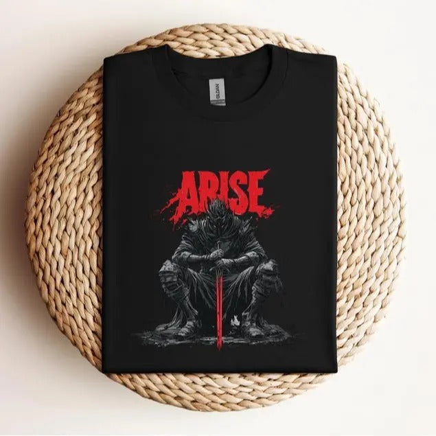 Solo Leveling "ARISE" T-Shirt - Igris Fanart - Shadow Monarch Anime Tee - Jinwoo Sung Manhwa Shirt - Dark Fantasy Gamer Merch