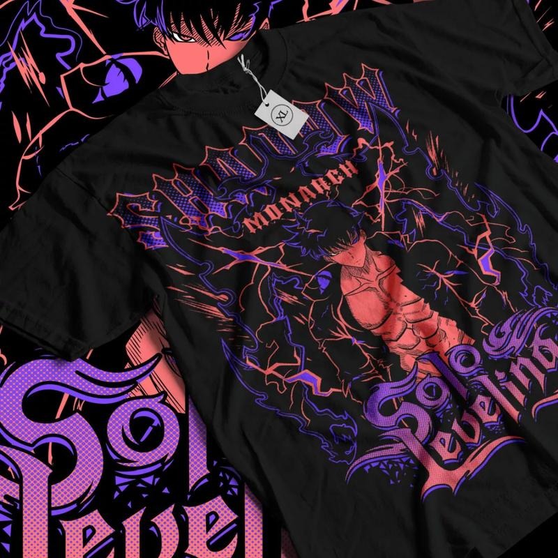 Solo Leveling Anime T-shirt & Sweatshirt, Sung Jinwoo Monarch Graphic Tee, Vintage Oversized Unisex Streetwear, Manga...
