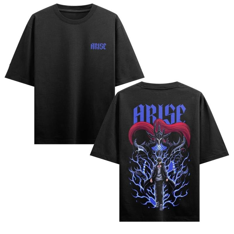 Solo Leveling Arise Shirt Featuring Sung Jin-Woo & Beru, Shadow Summoning Anime Graphic Tee, Arise Command Fan Design...