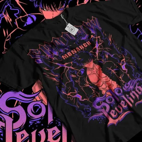 Solo Leveling T-Shirt Sung Jinwoo Horror Anime Manga Black Gifts Shirt All Size Hoodie, Sweatshirt | RetroVerseTees.com