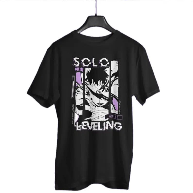Solo Leveling Tshirt, Anime Merch, Unisex Manga 2025 T-shirt Streetwear Top Hoodie, Sweatshirt | RetroVerseTees.com