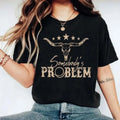 Somebody Nobody T Shirt, Western Cowgirl Country Music Bull Skull Shirt, Cow Print Vintage Tshirt, Unisex Short Sleeve...