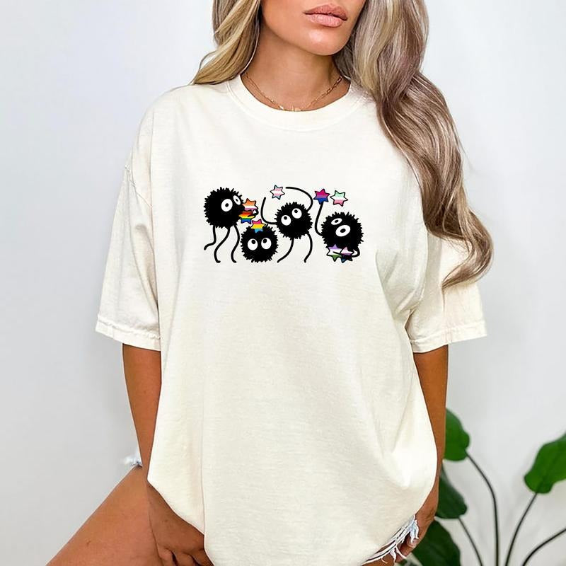 Soot Sprite Pride Star Tee, Cute LGBT Anime Shirt, Anime Pride Tee, Kawaii Ghibli-Inspired Pride Shirtstyle{n002}2...
