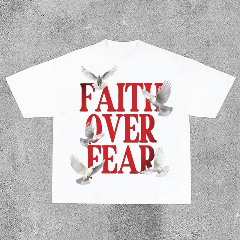 Sopula Casual Short Sleeve Faith Over Fear Print  T-Shirt Hoodie, Sweatshirt | RetroVerseTees.com