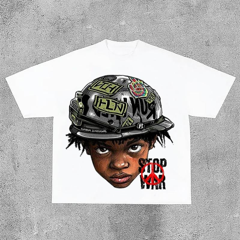 Sopula Flame Boy Stop War Graphic Print Cotton T-Shirt Hoodie, Sweatshirt | RetroVerseTees.com