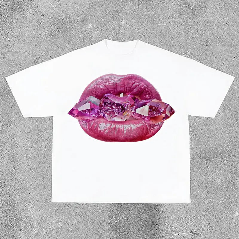 Sopula Sexy Jeweled Lips Print Graphic Cotton Tees Hoodie, Sweatshirt | RetroVerseTees.com