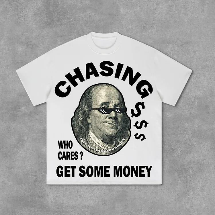 Sopula Vintage Design Chasing Money Graphic Print Cotton T-Shirt Hoodie, Sweatshirt | RetroVerseTees.com