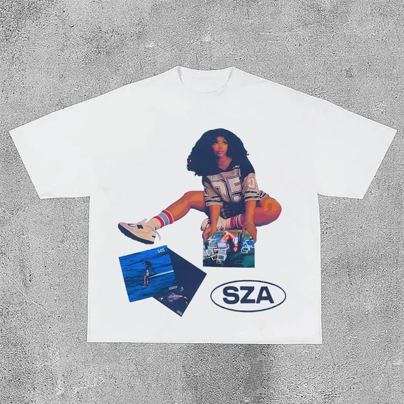 Sopula Vintage SZA SOS Graphic  Cotton Short Sleeve T-Shirt Hoodie, Sweatshirt | RetroVerseTees.com