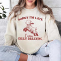 Sorry I'm Late I Was Dilly Dallying Sweatshirt, Baby Lamb Sheep Sweatshirt, Cute Sheep Shirt, Funny Animal Sweater, Funny...