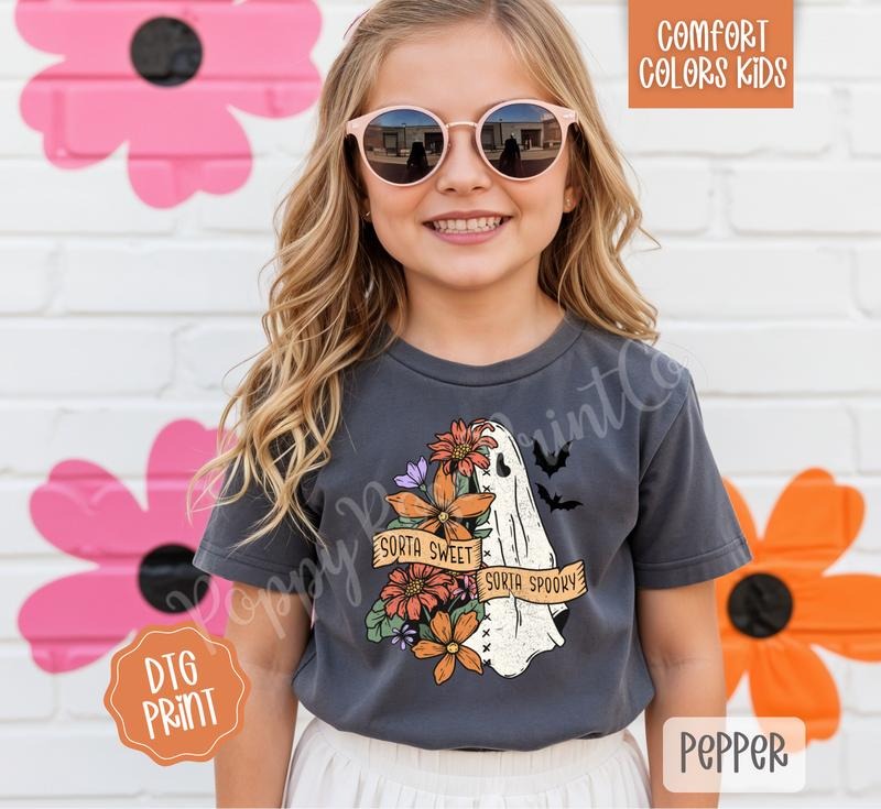 Sorta Sweet Sorta Spooky Youth Comfort Colors Tshirt, Halloween Tee for Kids Hoodie, Sweatshirt | RetroVerseTees.com