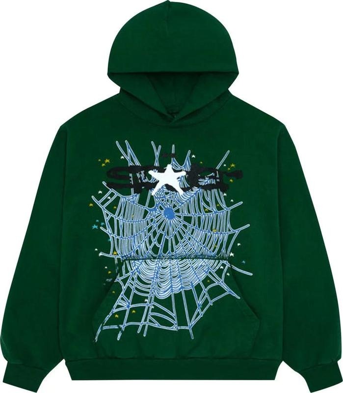 Sp5der Web Hoodie Hunter Green T-Shirts, Sweatshirt | RetroVerseTees.com
