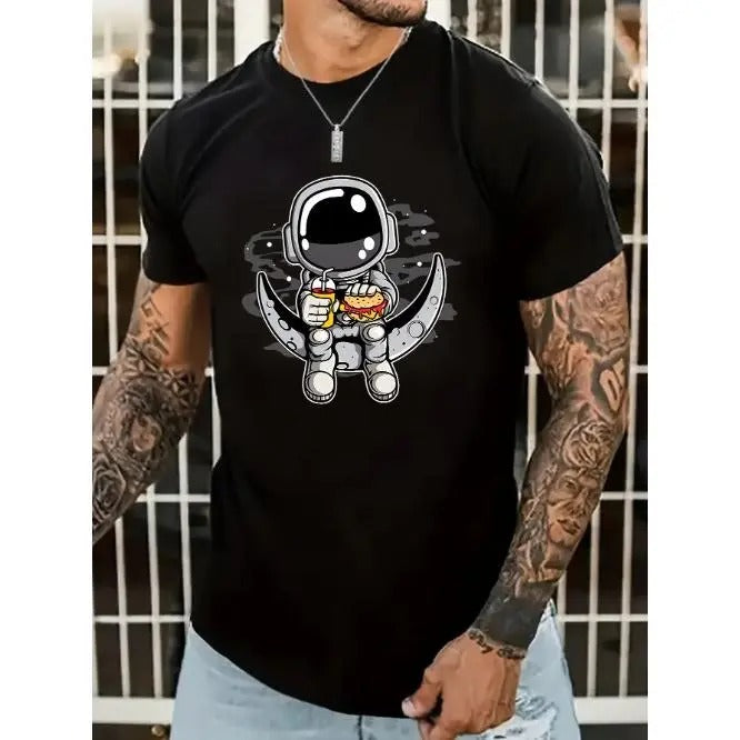 Space Explorer Cartoon Astronaut Men's Tee
