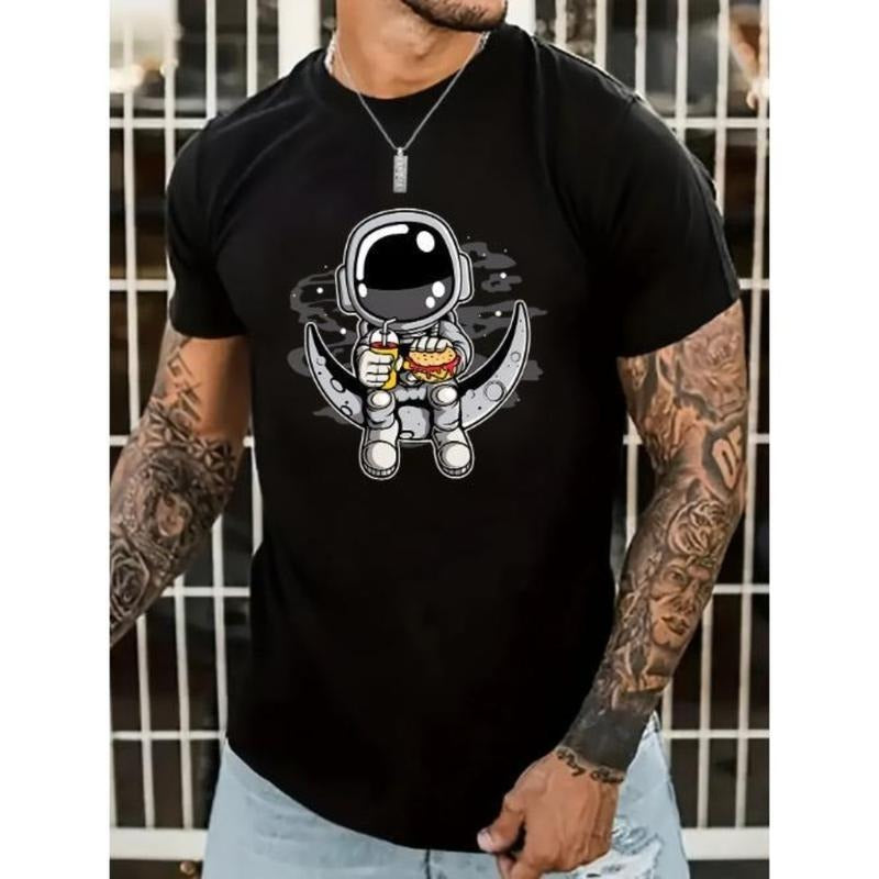 Space Explorer Cartoon Astronaut Men's Tee