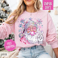 Sparkle Santa Sweatshirt, Preppy Christmas Crewneck,  Womens Holiday Sweater T-Shirts, Hoodie | RetroVerseTees.com