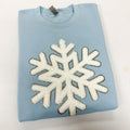 Sparkling Snowflake Patch Gildan Sweatshirt -- LIGHT BLUE T-Shirts, Hoodie | RetroVerseTees.com