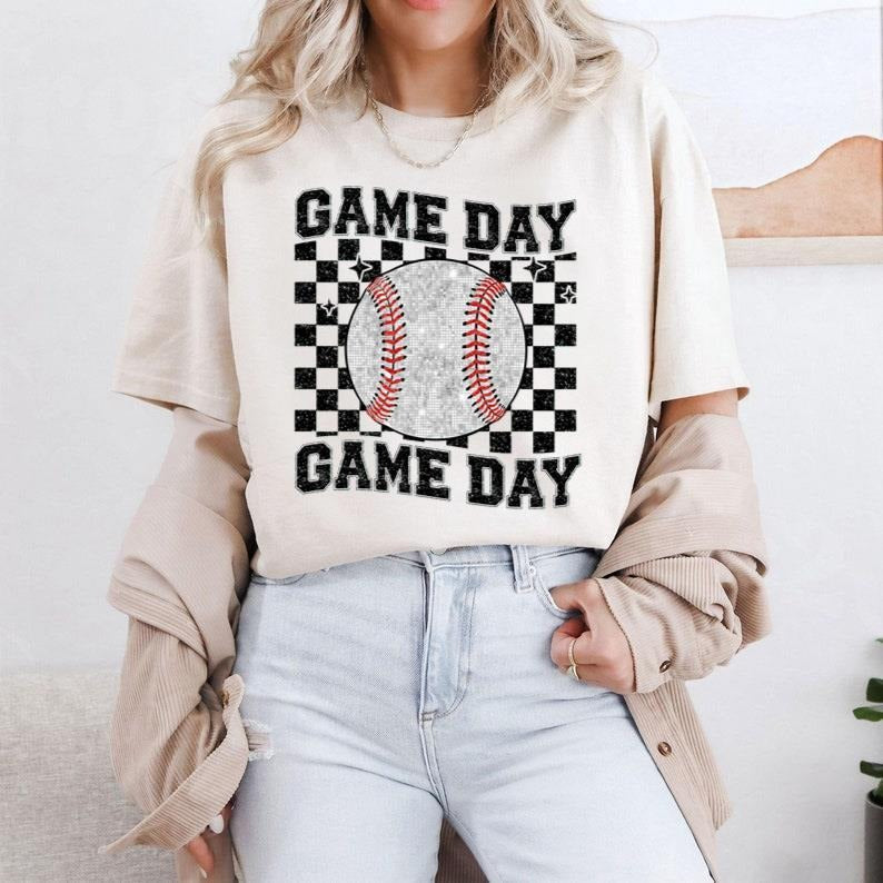 Sparkly Baseball T-Shirt, Game Day T-Shirt, Baseball Team T-Shirt, Baseball Mom T-Shirt Hoodie, Sweatshirt