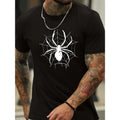 Spider Print T Shirt, Tees For Men, Casual Short Sleeve T-shirt For Summer Made in USA Hoodie, Sweatshirt