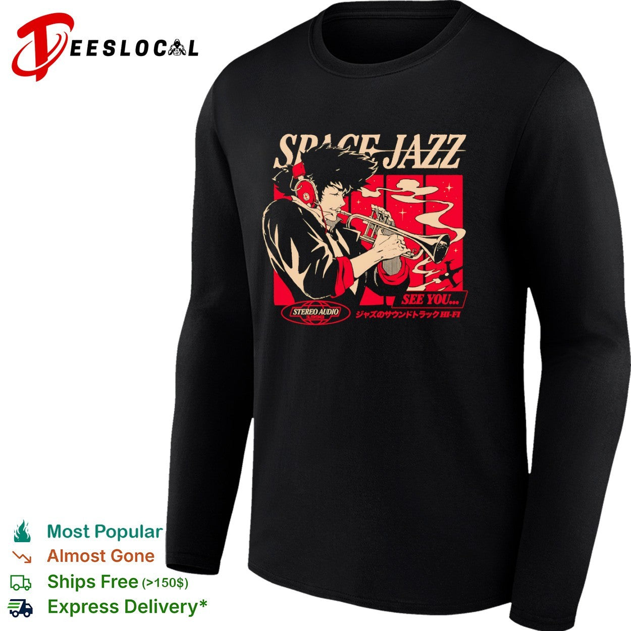 Spike Spiegel Cowboy Bebop space jazz see you trumpet anime shirt