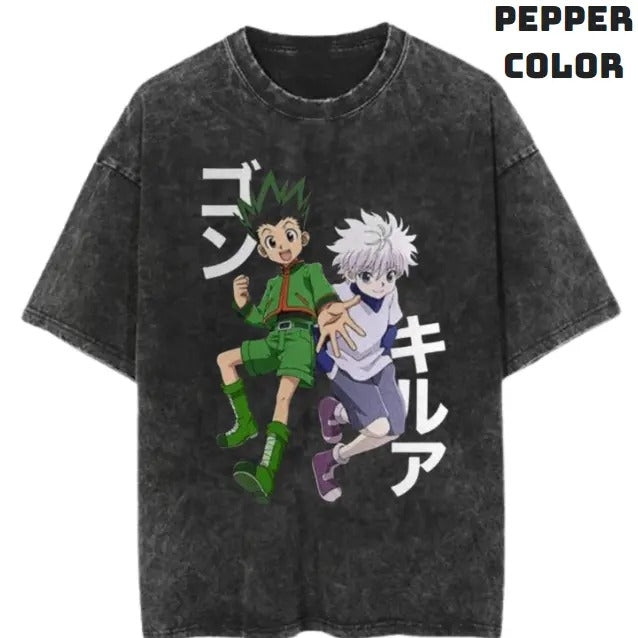 Spiky hair fighters & Killua Vintage Graphic Tees, Killua Tshirt, Hunter Big red N streaming Hunter Shirts, Anime...