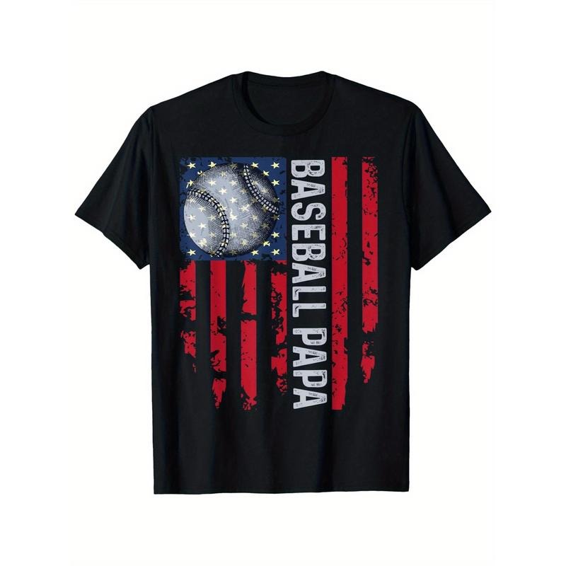 Spiky hair fighters Papa USA Flag Tee Coach TNF'WB shield Day T-Shirt 100% Cotton Round Neck T-shirt, Trendy Casual Women...