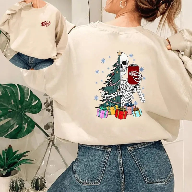 Spiky hair fighters Pepper Skeleton Christmas 2 Sided Sweatshirt, Christmas Shirt, Spiky hair fighters Pepper Xmas Gifts...