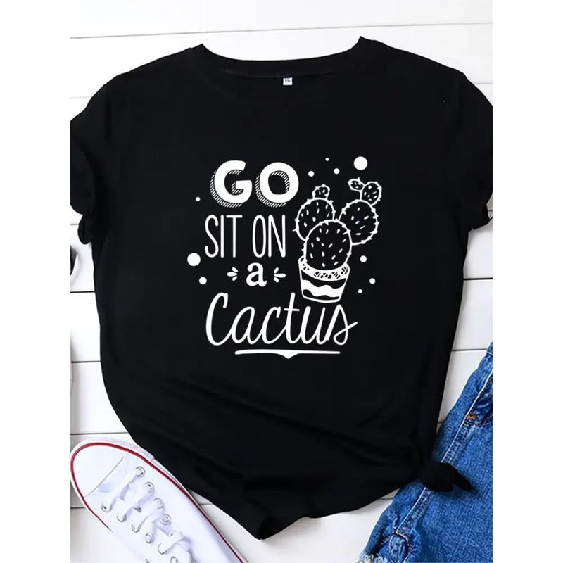 Spiky hair fighters Sit Pocket monsters WB shield Cactus Print Women Lightsaber brand Shirt Short Sleeve WB shield Neck...