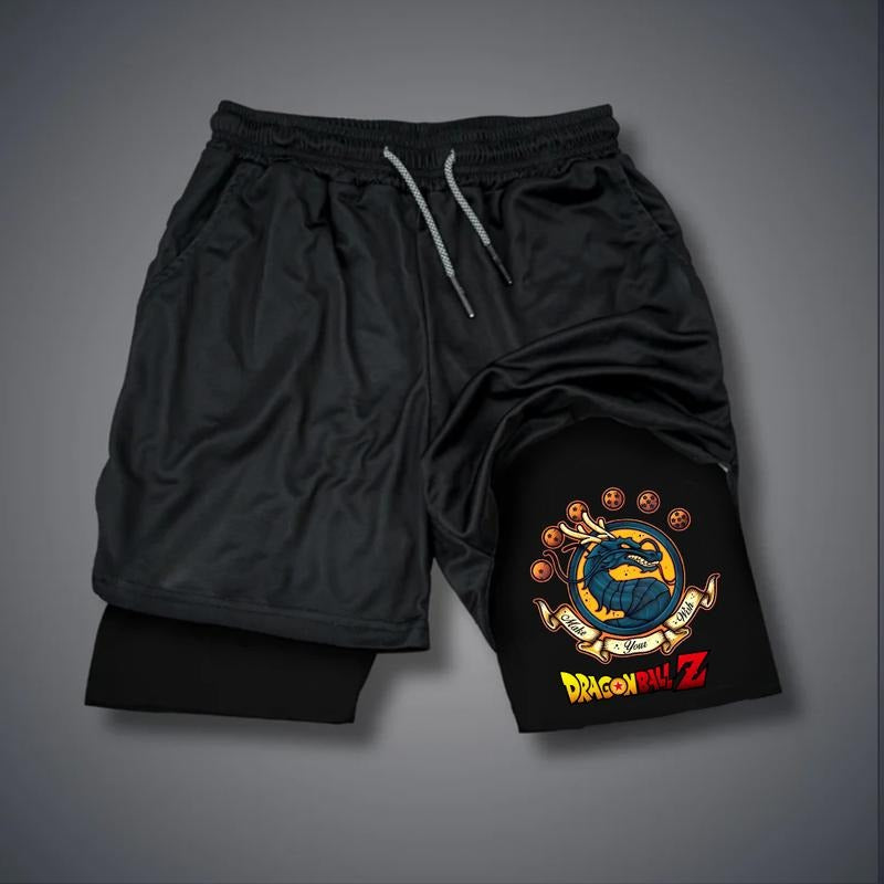 Spiky hair fighters Spiky hair fighters DBZ HB 90s summer men shorts for men jorts outfit men graphic shorts Double-layer...