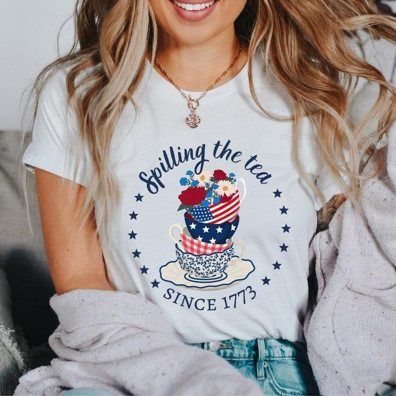 Spilling the Tea since 1773 T Shirt Hoodie Sweater| 4th of July Shirt, July 4th shirt, Independence Day , America Shirt,...