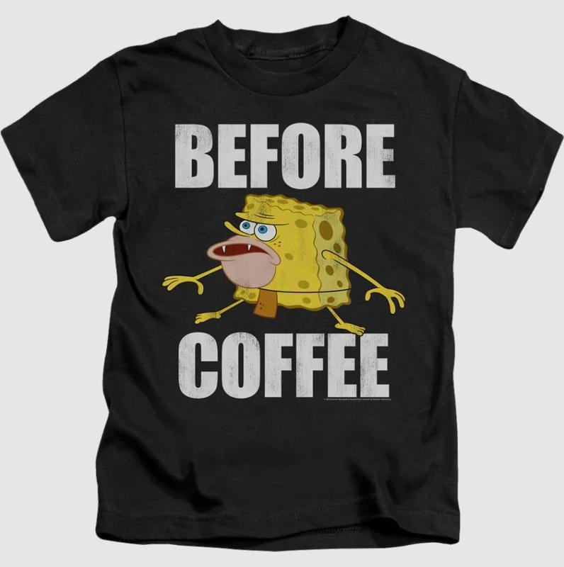Sponge Bob Before Coffee Meme Funny T shirt Hoodie, Sweatshirt | RetroVerseTees.com