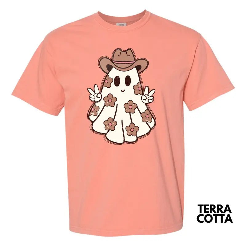Spooky Cowgirl Ghost Comfort Colors T-Shirt 'NLB' Hoodie, Sweatshirt | RetroVerseTees.com