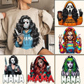 Spooky Mama Drinking Horror Characters Halloween Movie Collection Sweatshirt, Spooky Season, Gift For Mom, Halloween Gift...