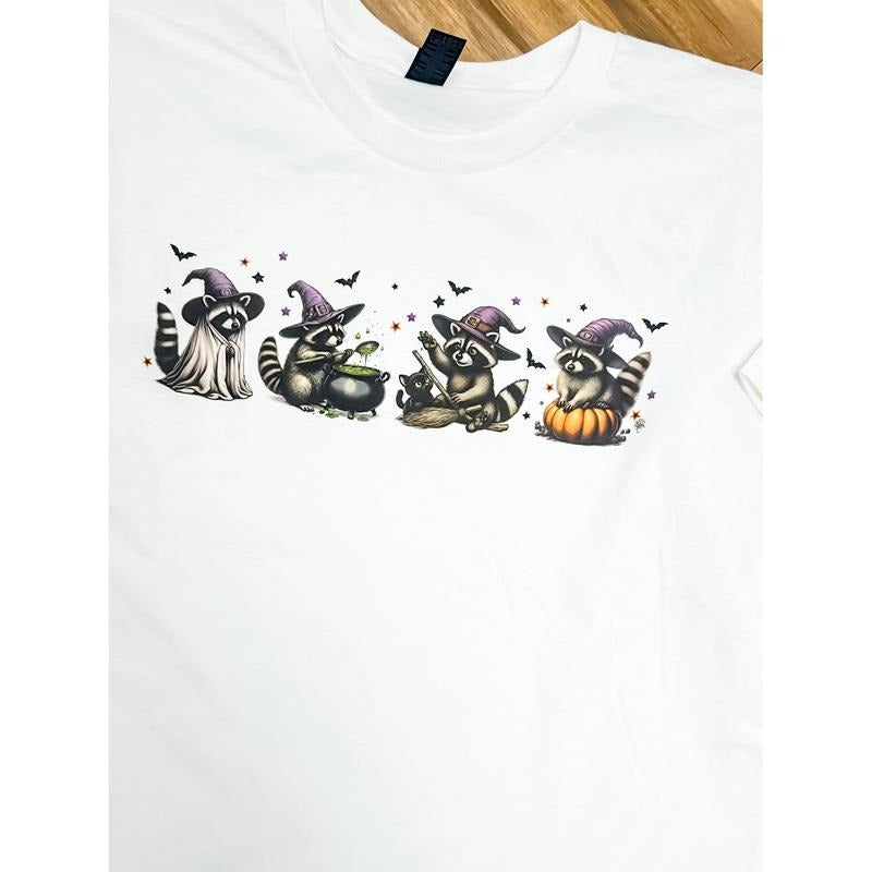 Spooky Raccoons Graphic Top T-Shirts, Hoodie, Sweatshirt | RetroVerseTees.com