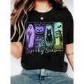 Spooky Season Nightmare Before Christmas Halloween TNF, Women Casual Round Neck Short Sleeve T-Shirt With Ghost Pattern,...
