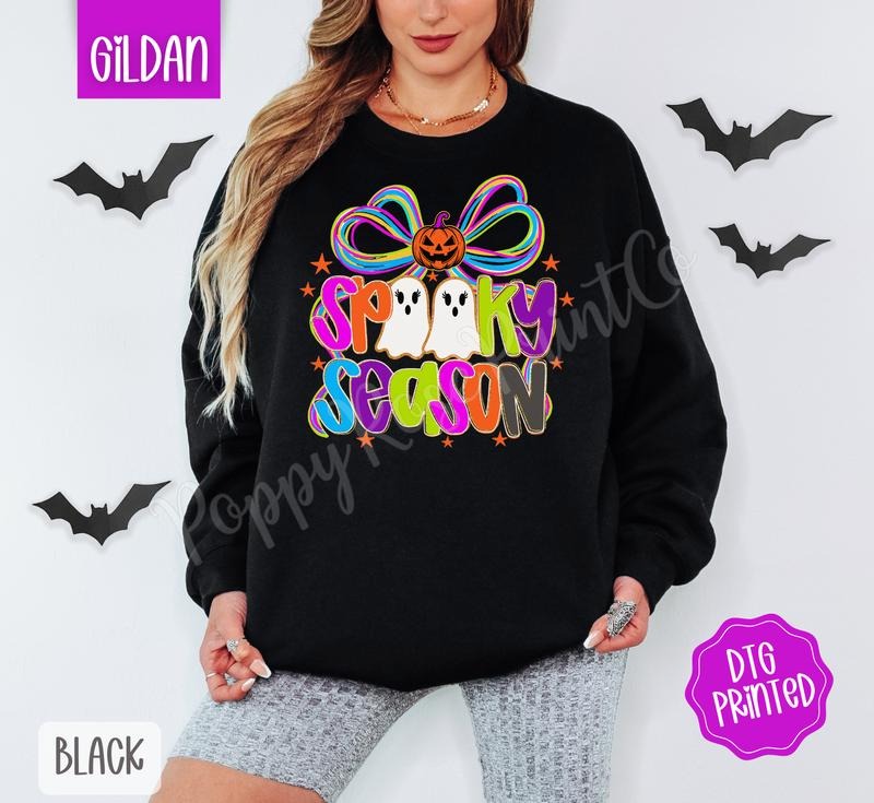 Spooky Season Sweatshirt, Trendy Women's Halloween Crewneck T-Shirts, Hoodie | RetroVerseTees.com