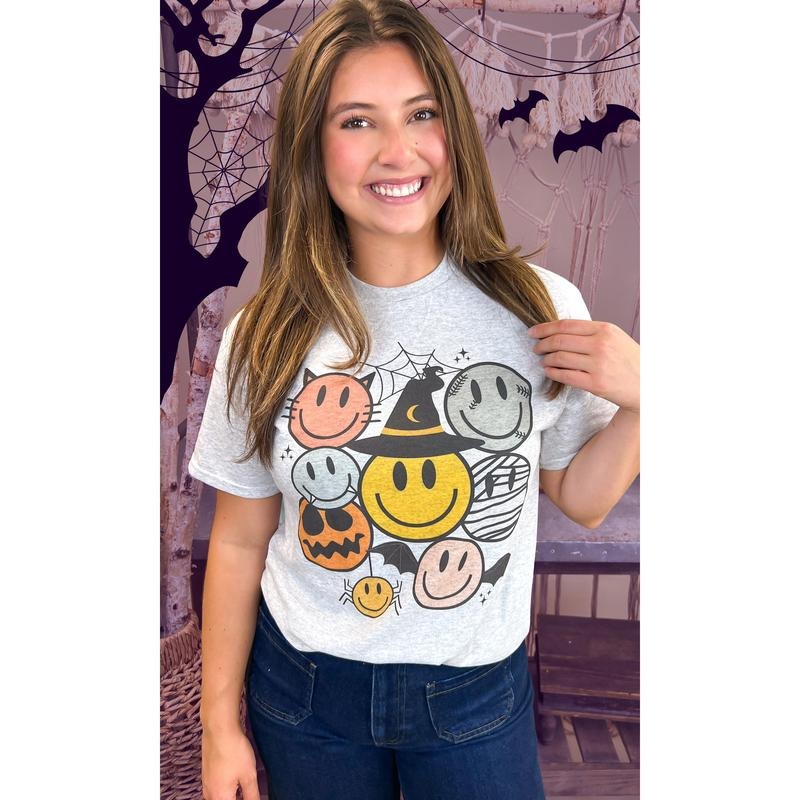 Spooky Smiley Halloween Graphic T-Shirt Hoodie, Sweatshirt | RetroVerseTees.com