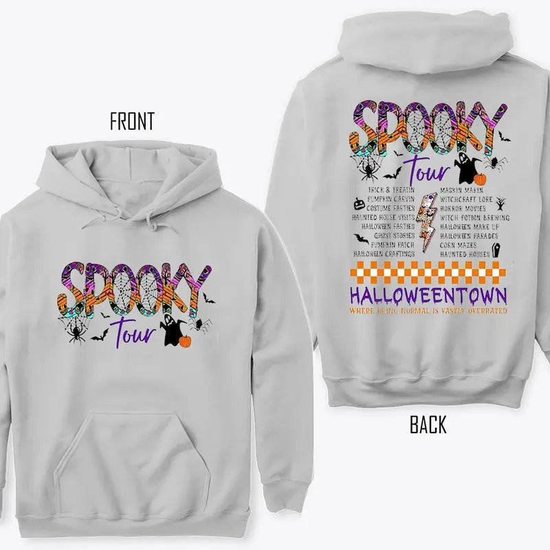 Spooky Tour Two Sides Hoodies, Ghosts Boo Halloween Tour hoodies, Retro Halloween Town 2-Sides Hoodies Shirt Womenswear...