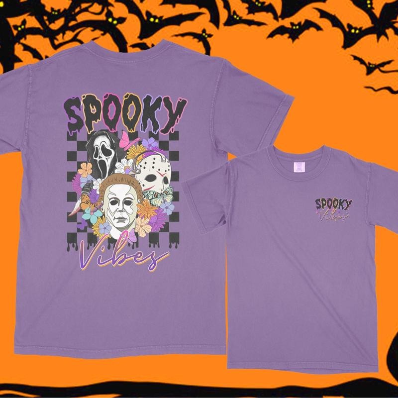 Spooky Vibes Halloween Comfort Colors Double Sided T Shirt Hoodie, Sweatshirt | RetroVerseTees.com