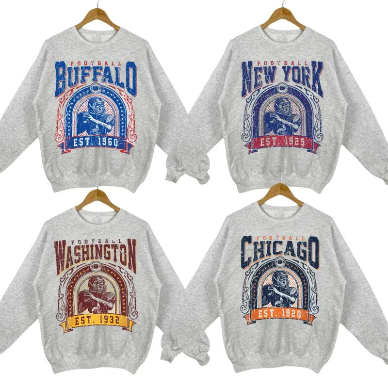 Sport Grey Football Sweatshirt - Classic Unisex Crewneck for Fans T-Shirts, Hoodie | RetroVerseTees.com