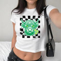 St.Patricks Day Highland Cow Baby Tee, Checkered Trendy St. Patrick, Western St Patrick's Day , Y2K 2000's Style,...