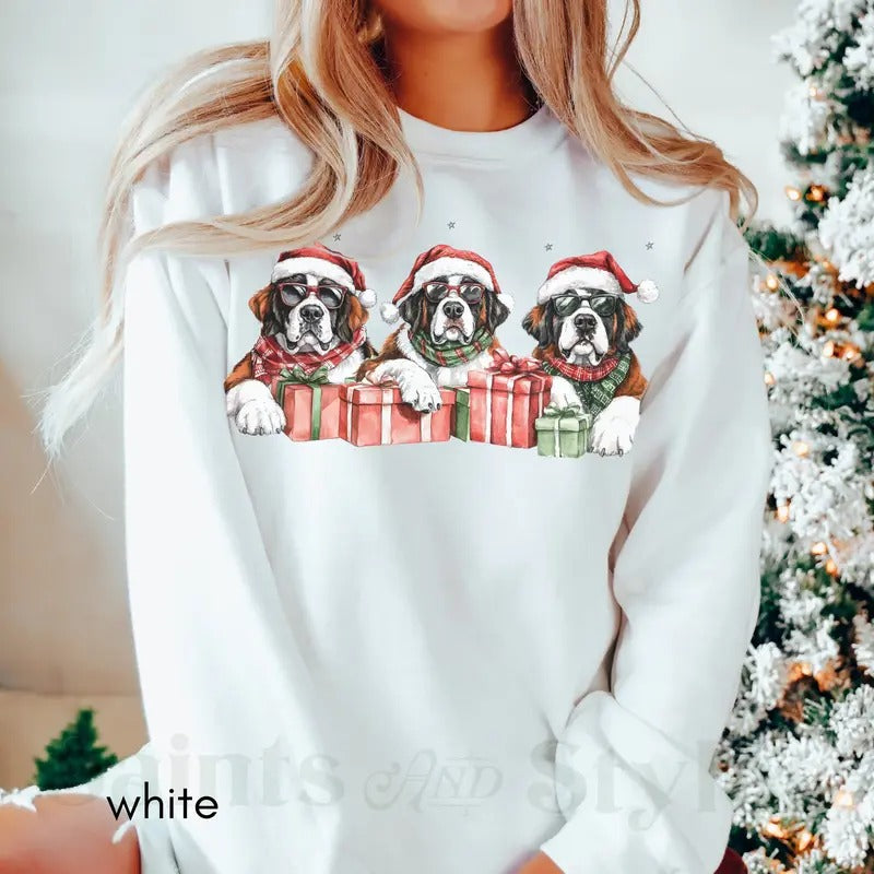 St. Bernard Dog Christmas Sweatshirt Saint Bernard Mom Dad Shirt St Bernard Dog Remembrance Gift Holiday Pet Parent Gift...