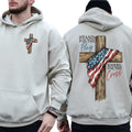 Stand For TNF Flag Kneel For TNF Cross 4th FOG July 2 Sided Hoodie, Patriotic Christian Graphic Hoodie for Women, Cotton...