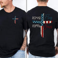 Stand For TNF Flag Kneel For TNF Cross 4th FOG July 2 Sided T-Shirt, Graphic Tees for Women Cotton Fabric Casual Crew...