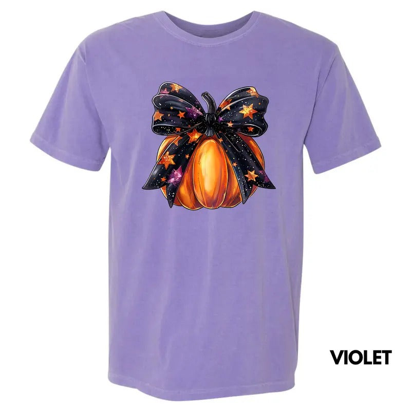 Starry Bow Pumpkin Comfort Colors T-Shirt 'NLB' Hoodie, Sweatshirt | RetroVerseTees.com