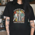 Statement - Making Lightsaber brand - Shirt: 'Fueled by Spite Gunpla brand Caffeine'