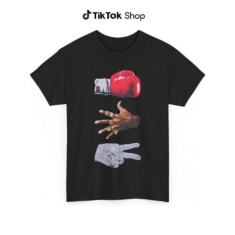 Statement - Making Lightsaber brand - Shirt with Symbolic Hand Motifs: Boxing Glove, Blinged
