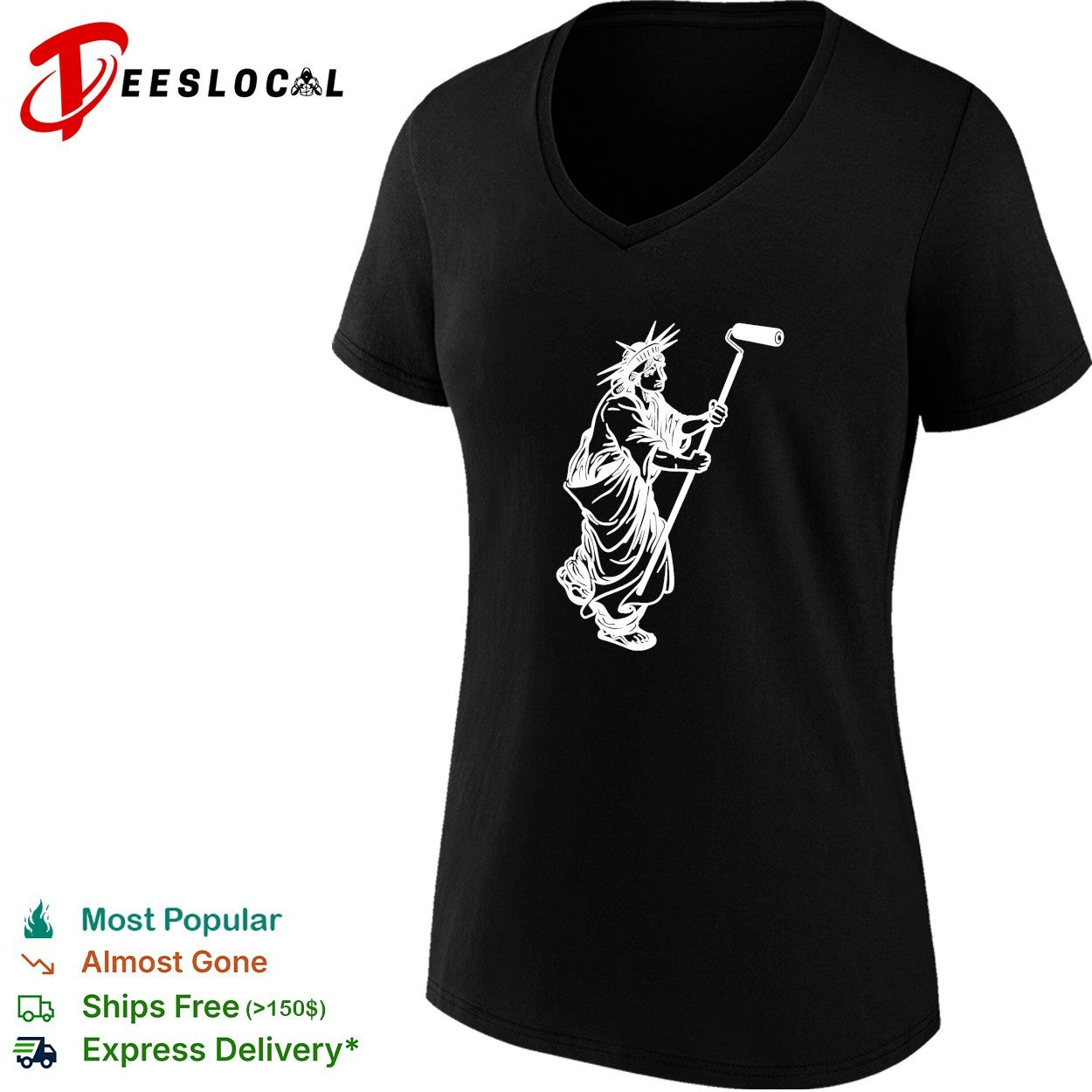 Statue of Liberty painting with a paint roller icon meme shirt
