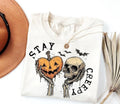 Stay Creepy Shirt, Retro Dripping Heart Halloween Tshirt, Skeleton Hand Spooky Graphic Tee, Grunge Horror Trendy Skeleton...